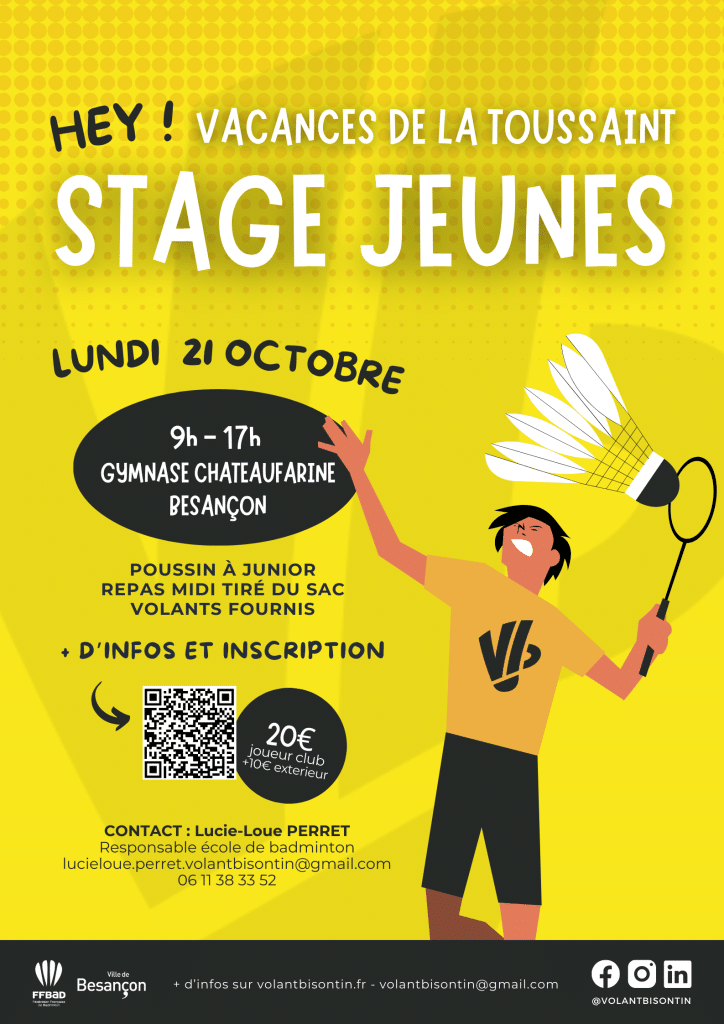 Stage jeunes, vacances de la Toussaint 1 Affiche stage