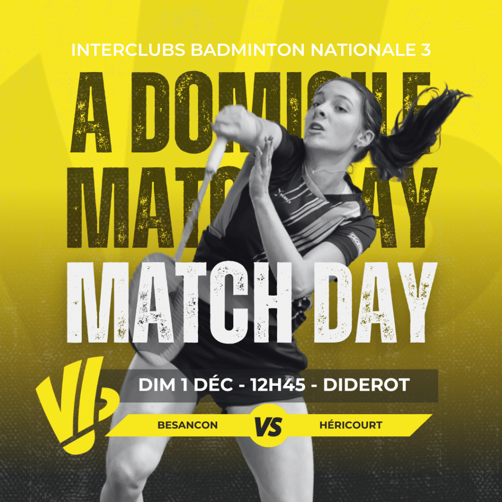 L'équipe 1 à domicile ce dimanche ! Interclubs Nationale 3 J5 1 VOLANT BISONTIN J5